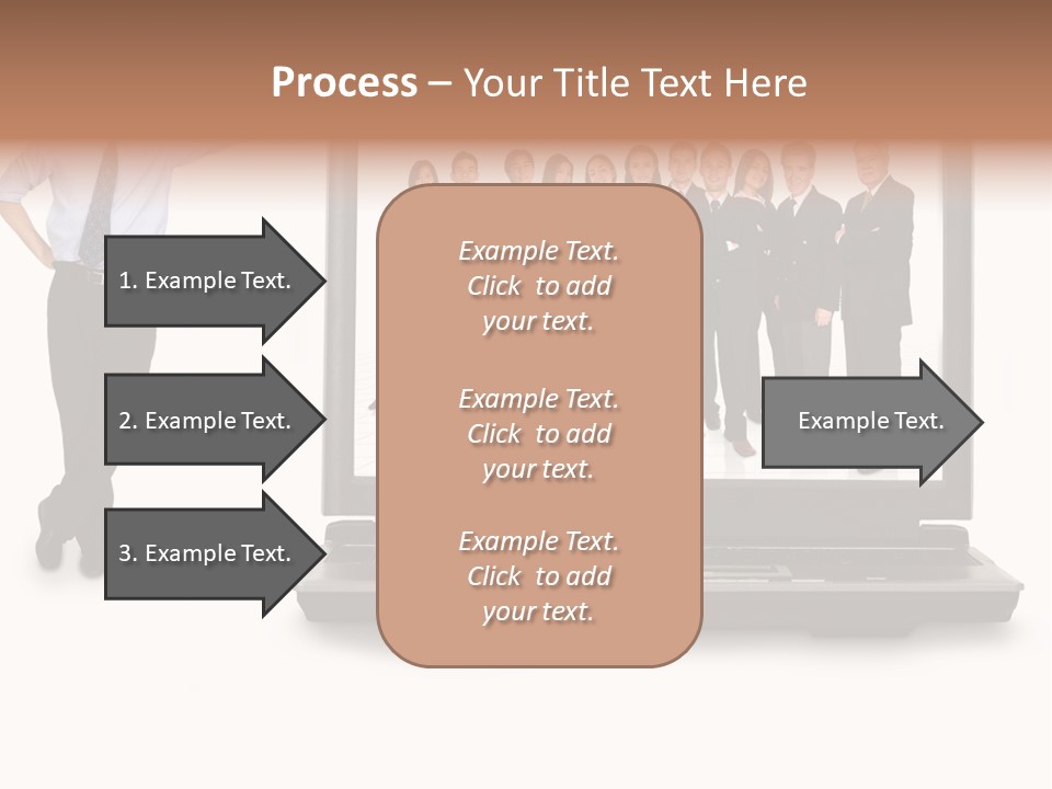 Business Online Team In A Laptop Computer With A Businessman Next To It PowerPoint Template