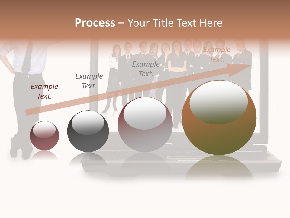 Business Online Team In A Laptop Computer With A Businessman Next To It PowerPoint Template