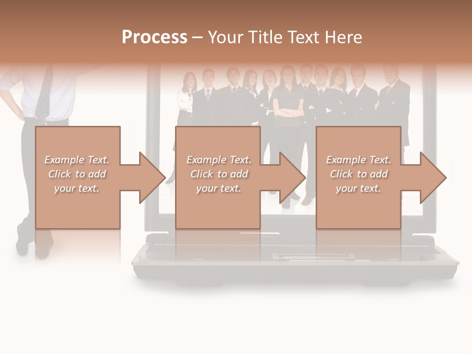 Business Online Team In A Laptop Computer With A Businessman Next To It PowerPoint Template