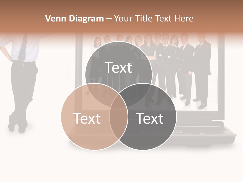 Business Online Team In A Laptop Computer With A Businessman Next To It PowerPoint Template