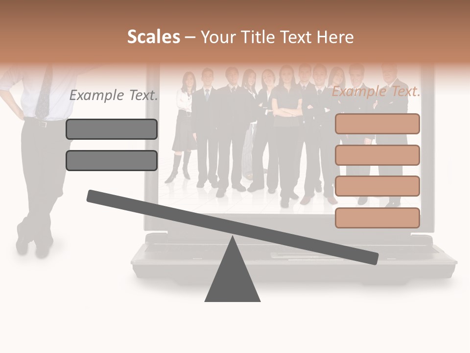Business Online Team In A Laptop Computer With A Businessman Next To It PowerPoint Template