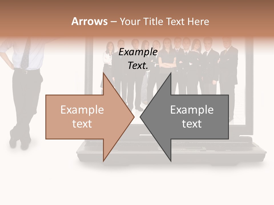 Business Online Team In A Laptop Computer With A Businessman Next To It PowerPoint Template