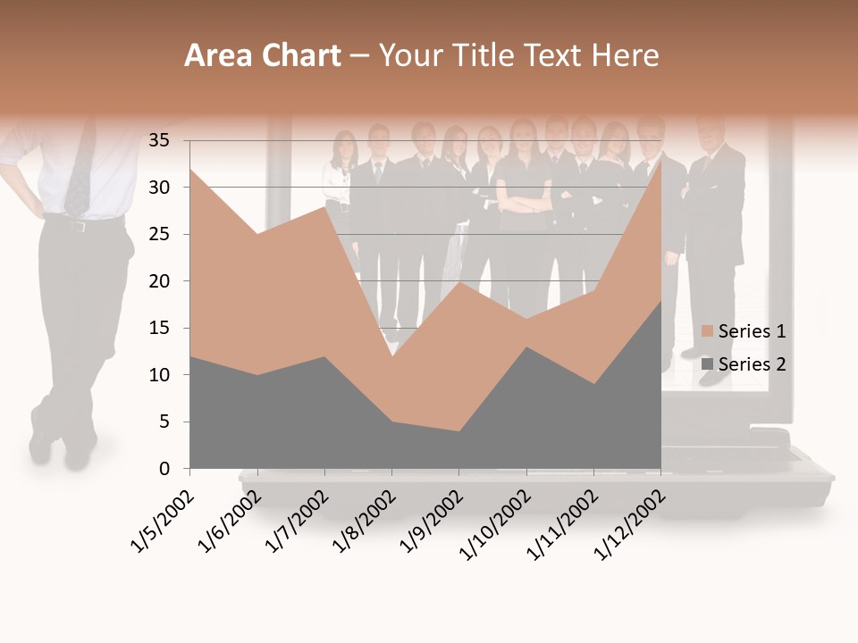Business Online Team In A Laptop Computer With A Businessman Next To It PowerPoint Template
