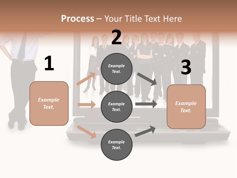 Business Online Team In A Laptop Computer With A Businessman Next To It PowerPoint Template
