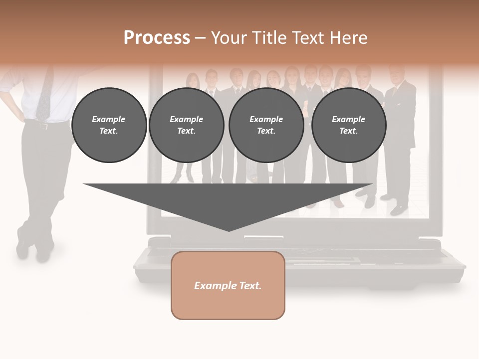 Business Online Team In A Laptop Computer With A Businessman Next To It PowerPoint Template