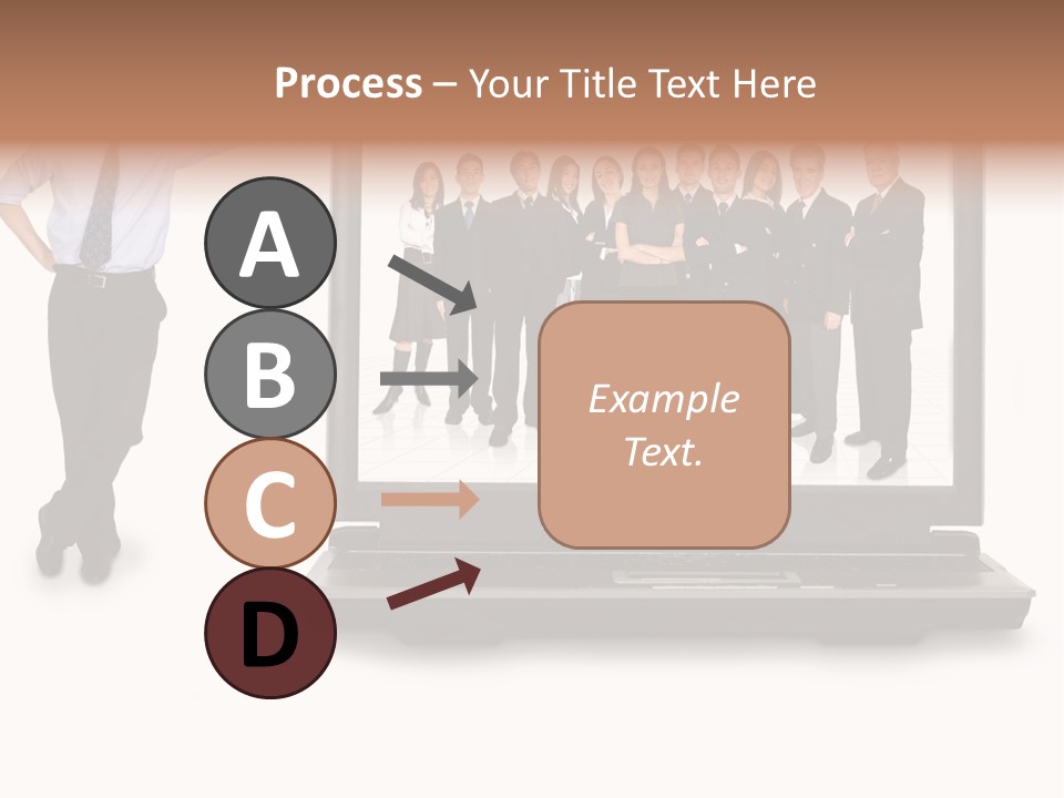 Business Online Team In A Laptop Computer With A Businessman Next To It PowerPoint Template