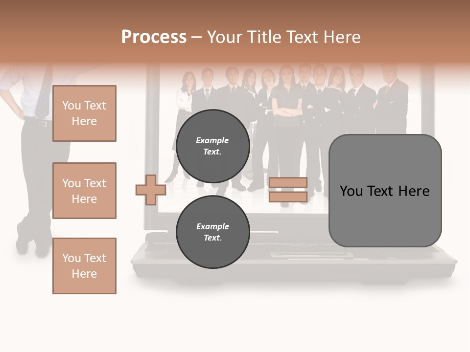 Business Online Team In A Laptop Computer With A Businessman Next To It PowerPoint Template