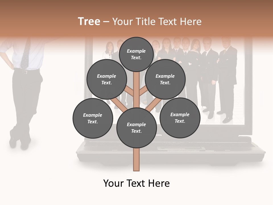 Business Online Team In A Laptop Computer With A Businessman Next To It PowerPoint Template