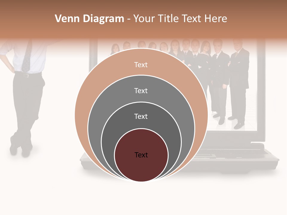 Business Online Team In A Laptop Computer With A Businessman Next To It PowerPoint Template