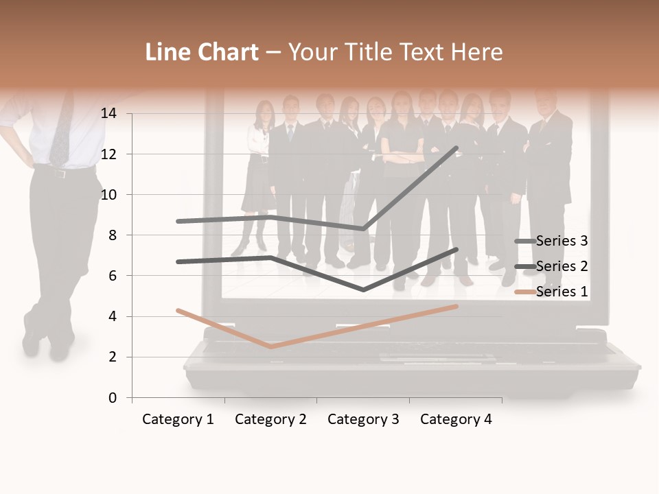Business Online Team In A Laptop Computer With A Businessman Next To It PowerPoint Template
