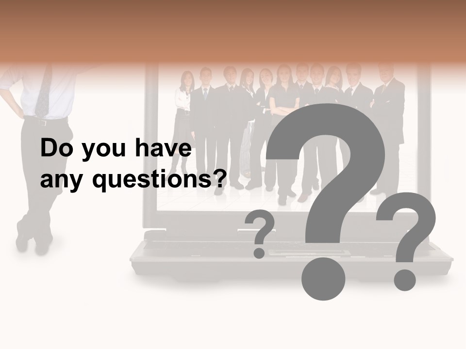 Business Online Team In A Laptop Computer With A Businessman Next To It PowerPoint Template