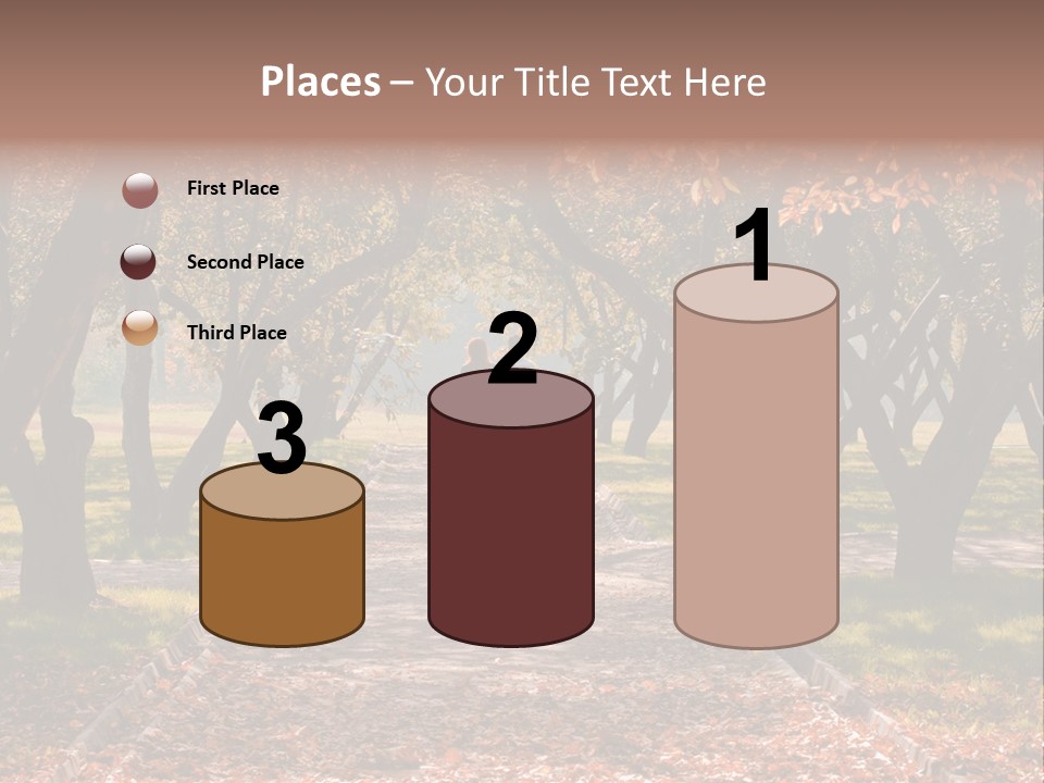 Autumn In Public Garden. Young Couple On A Path PowerPoint Template