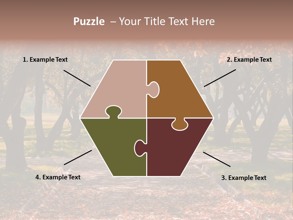 Autumn In Public Garden. Young Couple On A Path PowerPoint Template