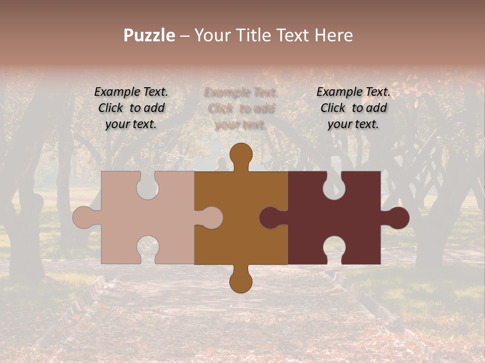 Autumn In Public Garden. Young Couple On A Path PowerPoint Template