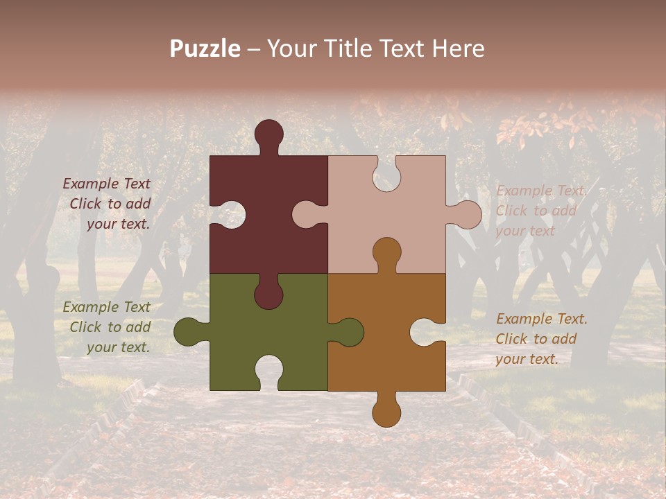 Autumn In Public Garden. Young Couple On A Path PowerPoint Template