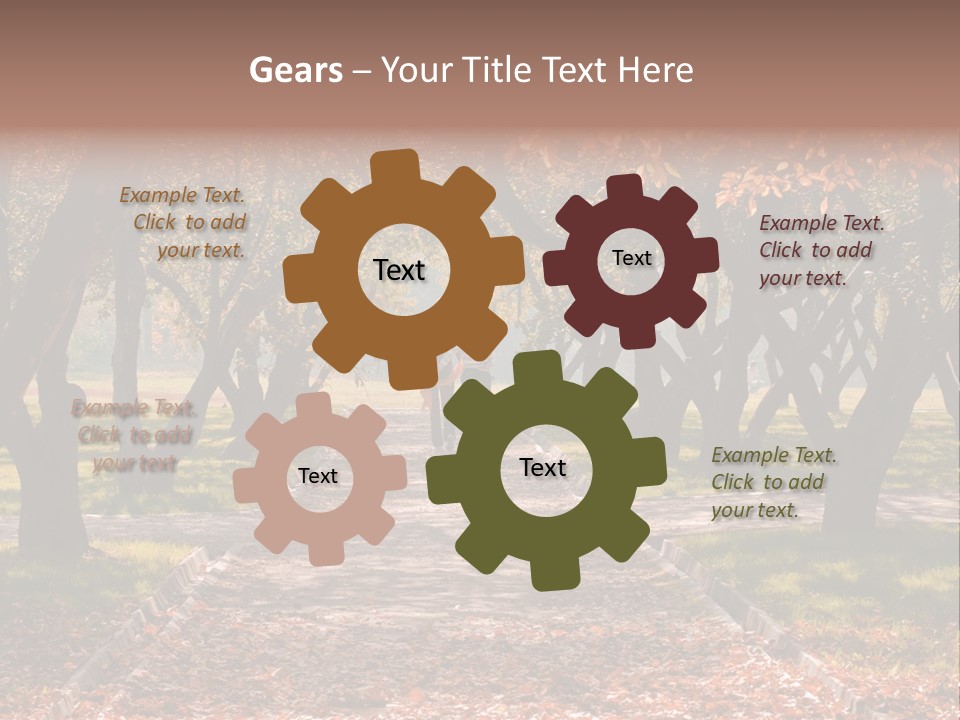 Autumn In Public Garden. Young Couple On A Path PowerPoint Template