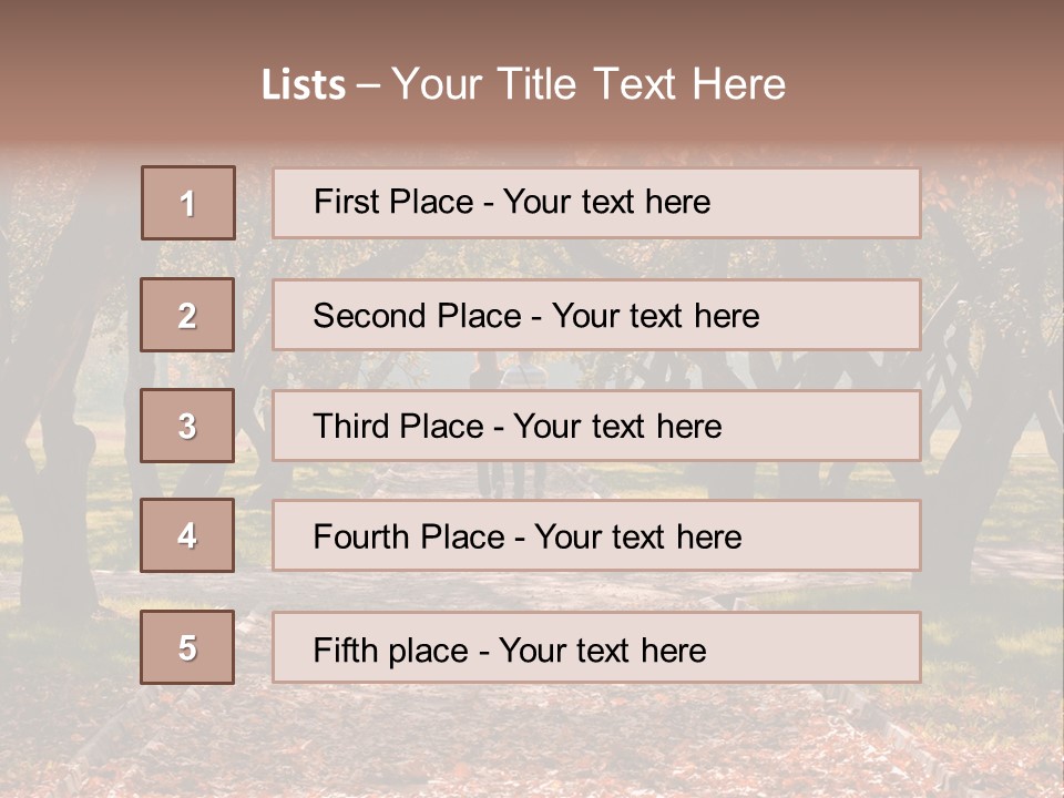 Autumn In Public Garden. Young Couple On A Path PowerPoint Template