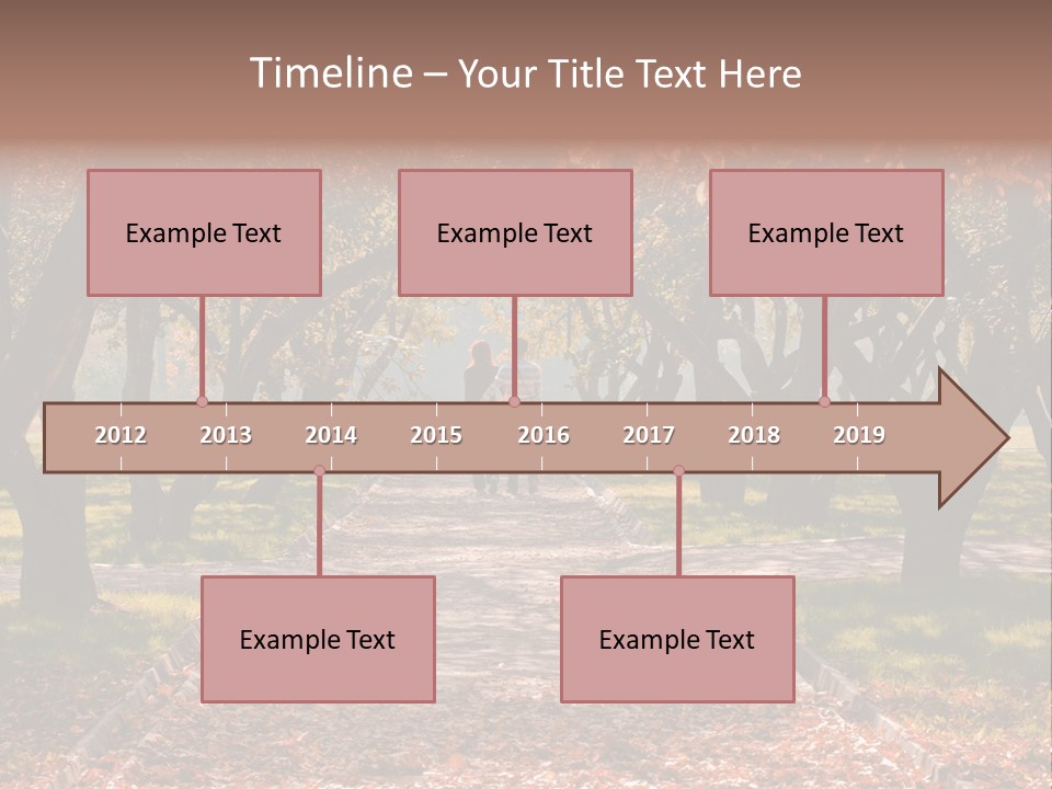 Autumn In Public Garden. Young Couple On A Path PowerPoint Template