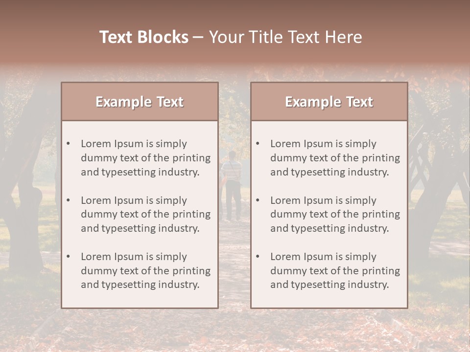 Autumn In Public Garden. Young Couple On A Path PowerPoint Template