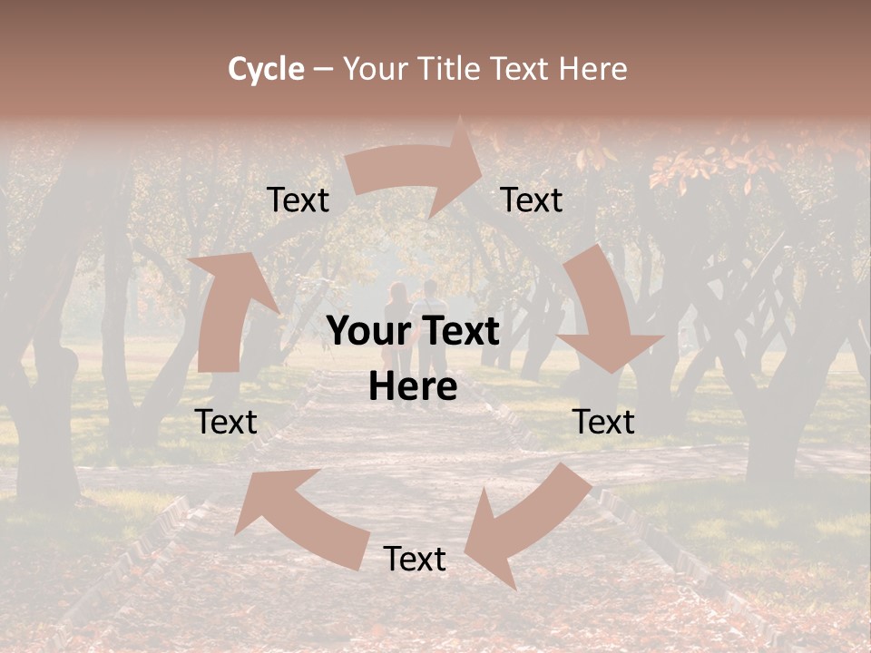 Autumn In Public Garden. Young Couple On A Path PowerPoint Template