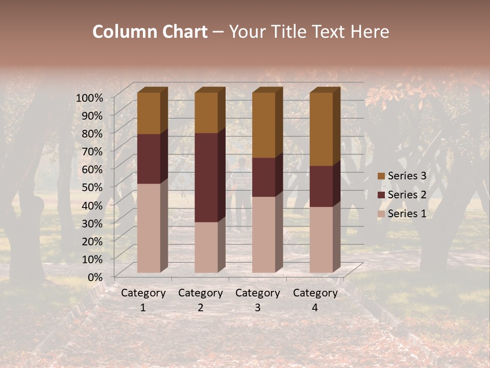 Autumn In Public Garden. Young Couple On A Path PowerPoint Template