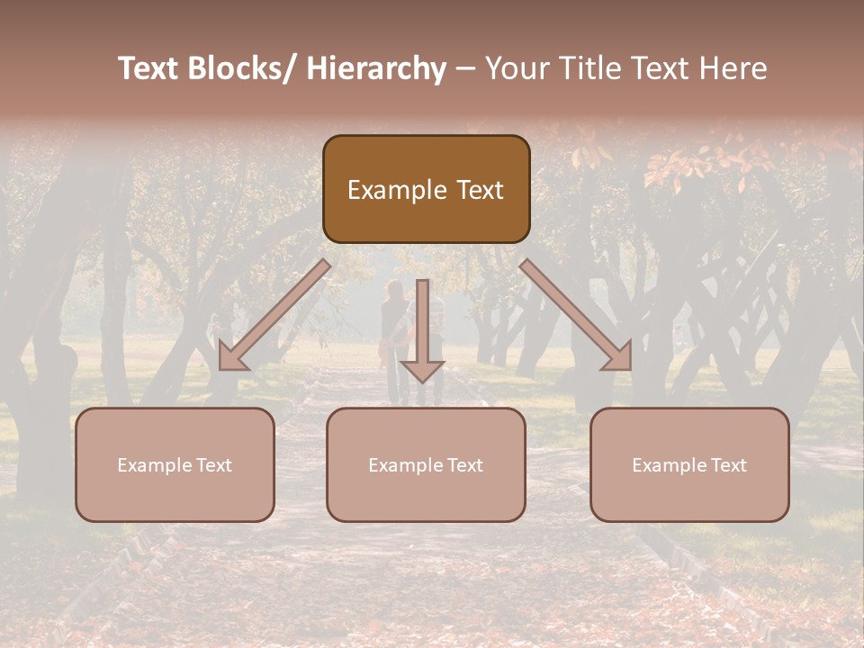 Autumn In Public Garden. Young Couple On A Path PowerPoint Template