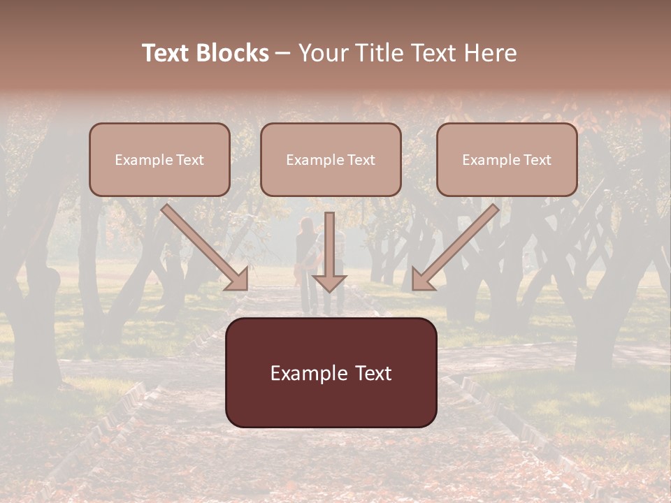 Autumn In Public Garden. Young Couple On A Path PowerPoint Template