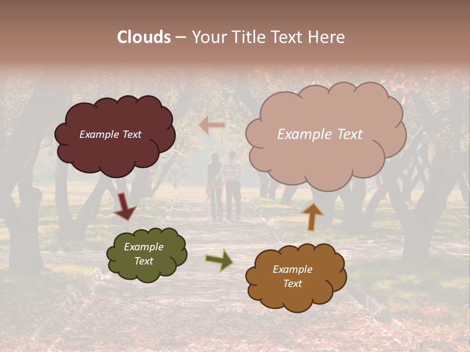 Autumn In Public Garden. Young Couple On A Path PowerPoint Template