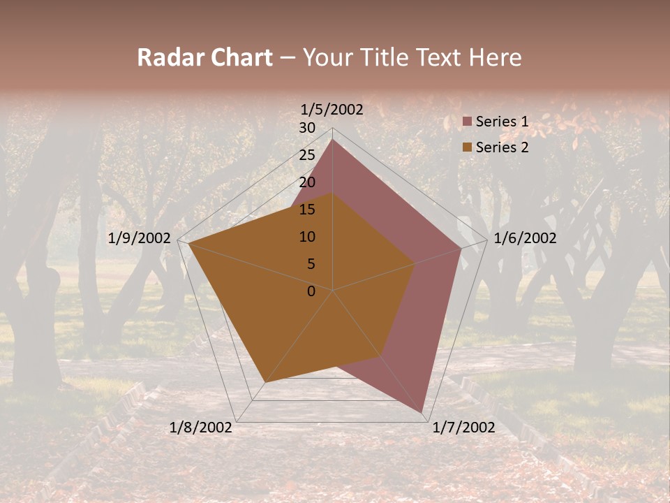 Autumn In Public Garden. Young Couple On A Path PowerPoint Template