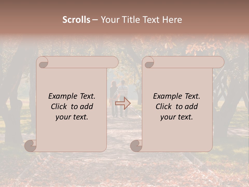 Autumn In Public Garden. Young Couple On A Path PowerPoint Template