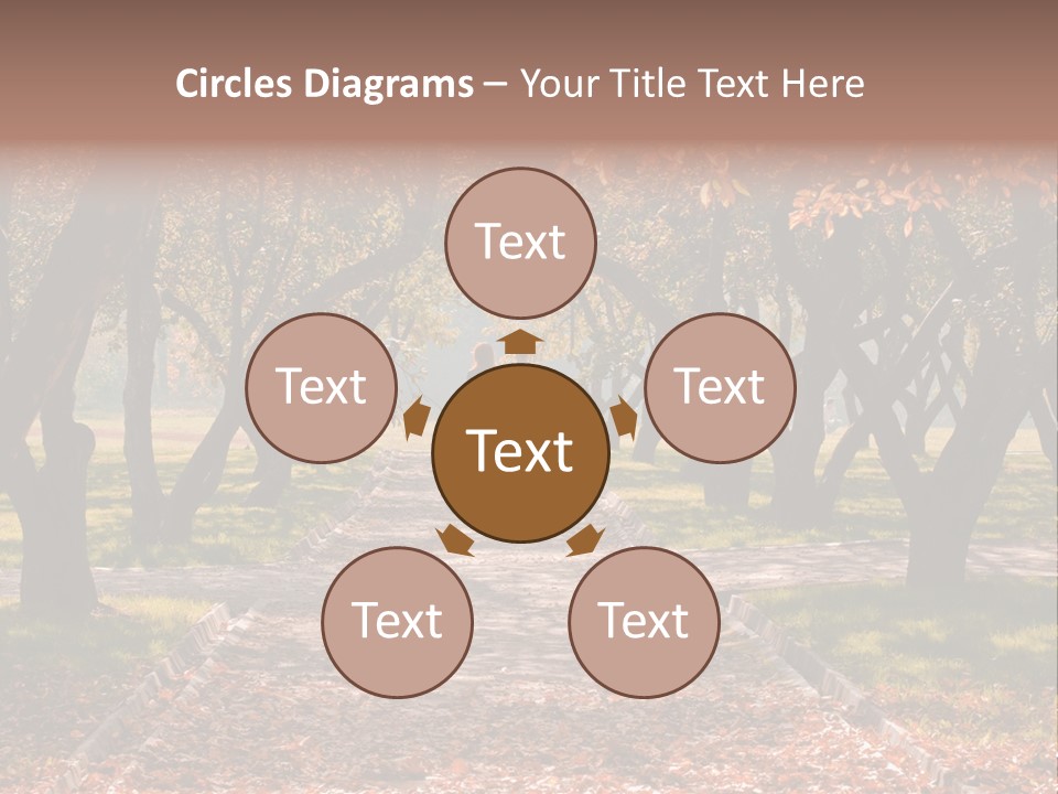 Autumn In Public Garden. Young Couple On A Path PowerPoint Template