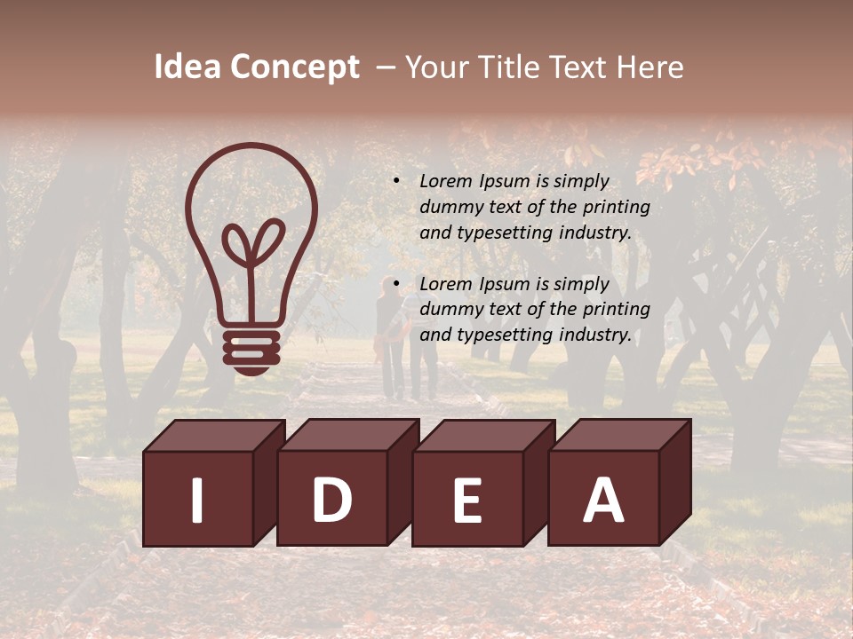 Autumn In Public Garden. Young Couple On A Path PowerPoint Template