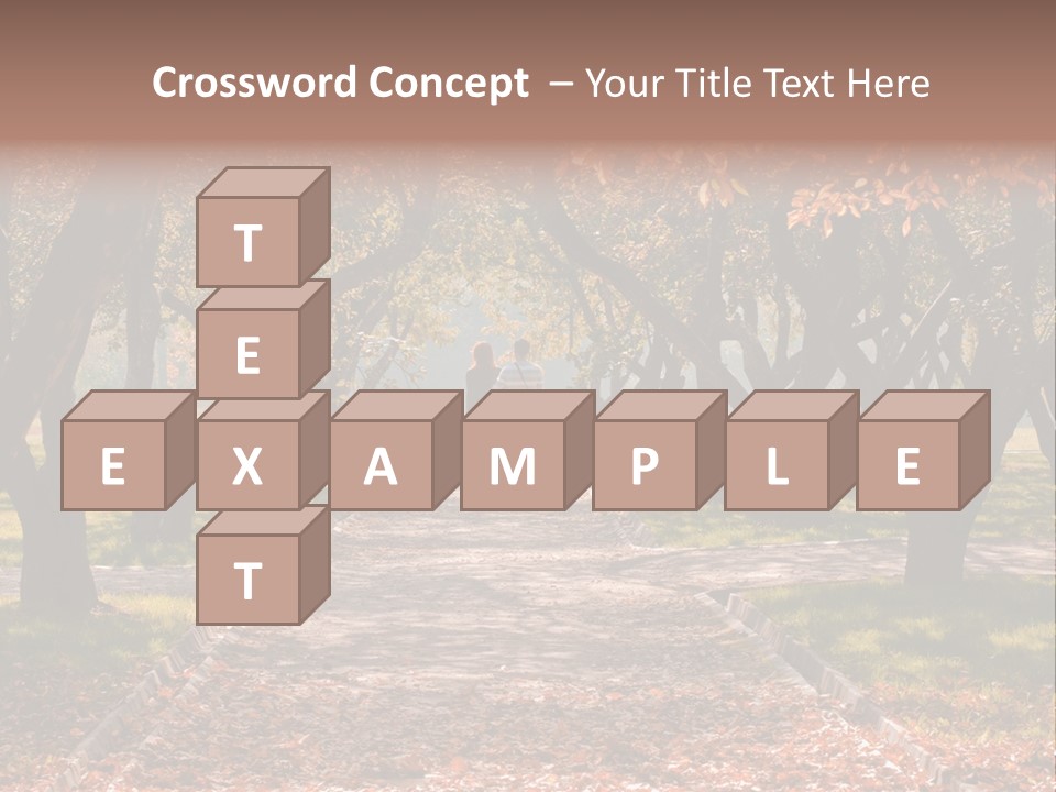 Autumn In Public Garden. Young Couple On A Path PowerPoint Template