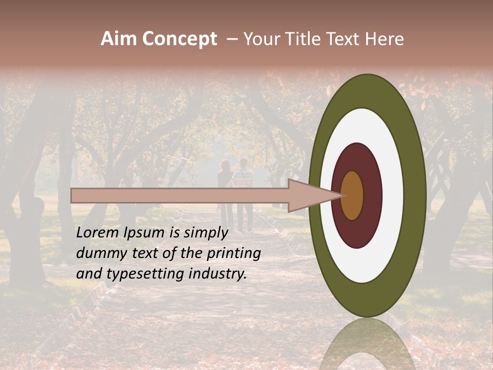 Autumn In Public Garden. Young Couple On A Path PowerPoint Template