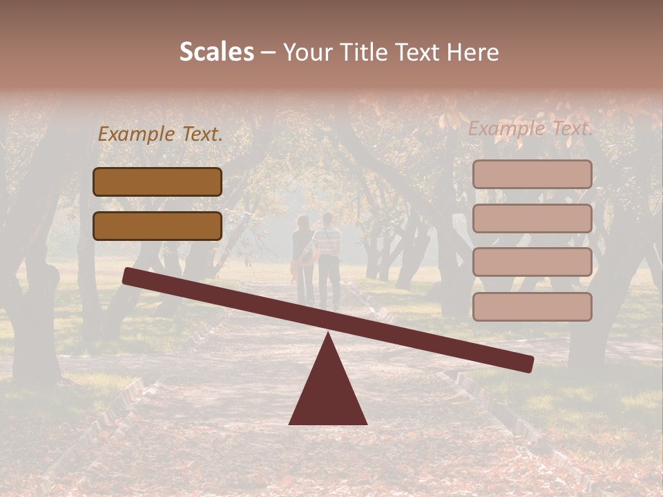 Autumn In Public Garden. Young Couple On A Path PowerPoint Template