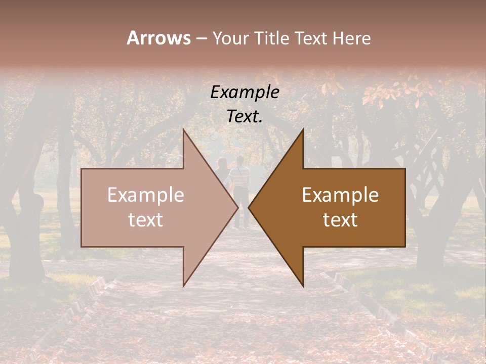 Autumn In Public Garden. Young Couple On A Path PowerPoint Template