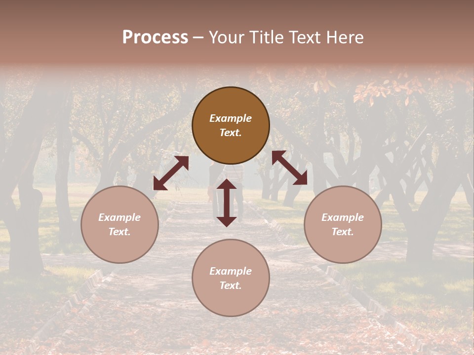 Autumn In Public Garden. Young Couple On A Path PowerPoint Template