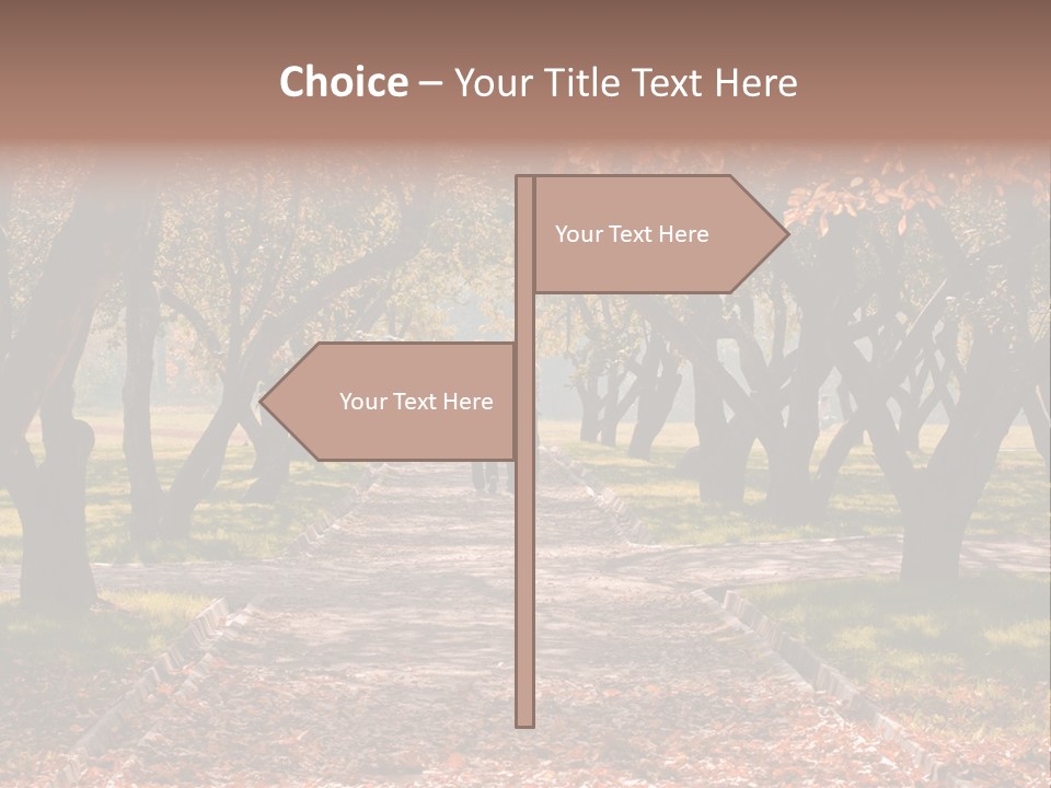 Autumn In Public Garden. Young Couple On A Path PowerPoint Template