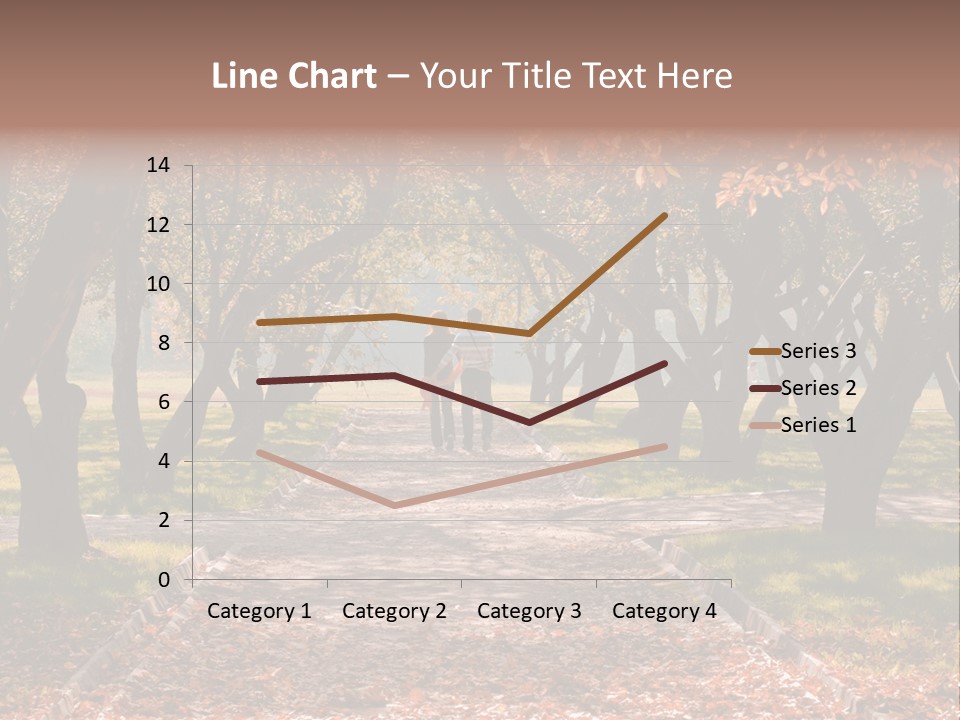 Autumn In Public Garden. Young Couple On A Path PowerPoint Template