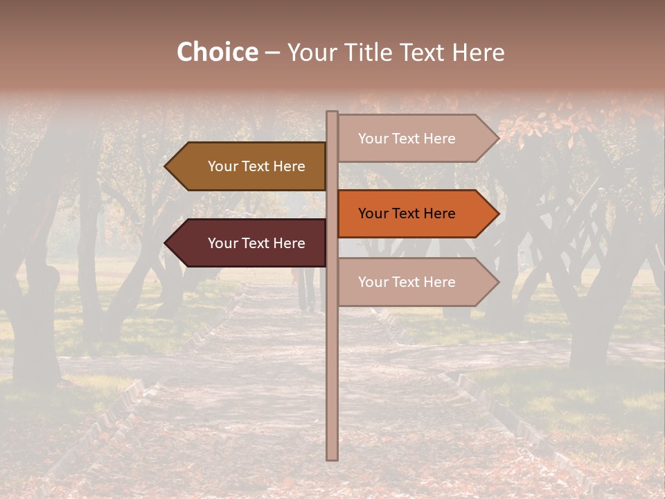 Autumn In Public Garden. Young Couple On A Path PowerPoint Template