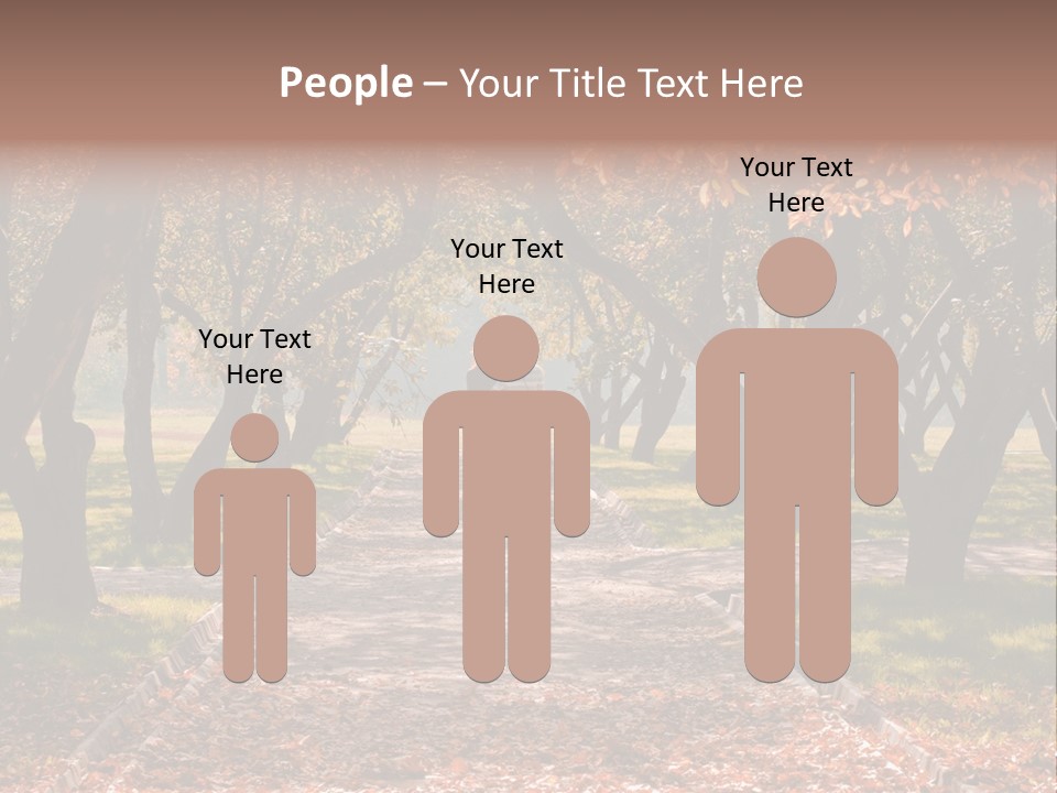 Autumn In Public Garden. Young Couple On A Path PowerPoint Template