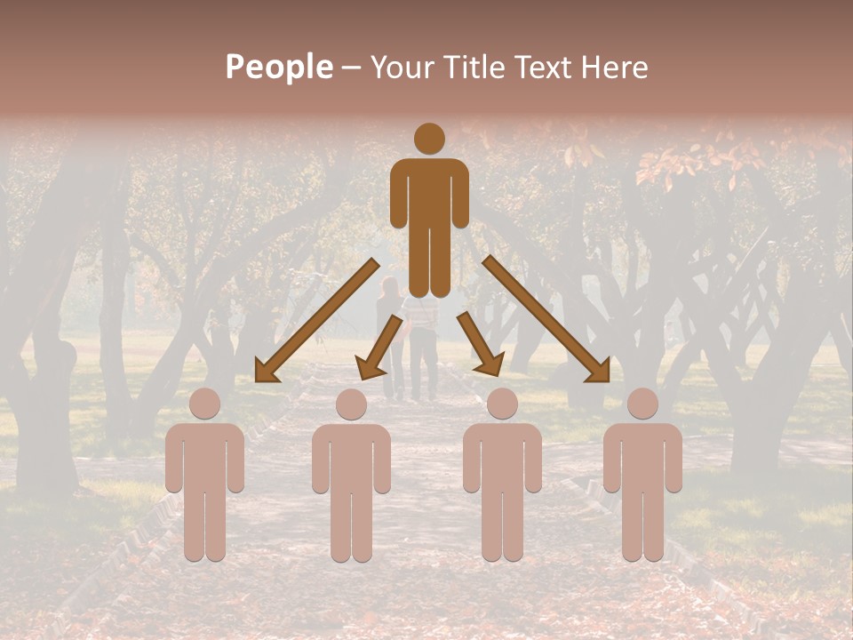 Autumn In Public Garden. Young Couple On A Path PowerPoint Template