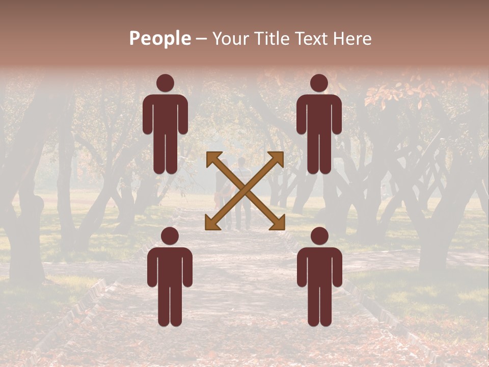 Autumn In Public Garden. Young Couple On A Path PowerPoint Template