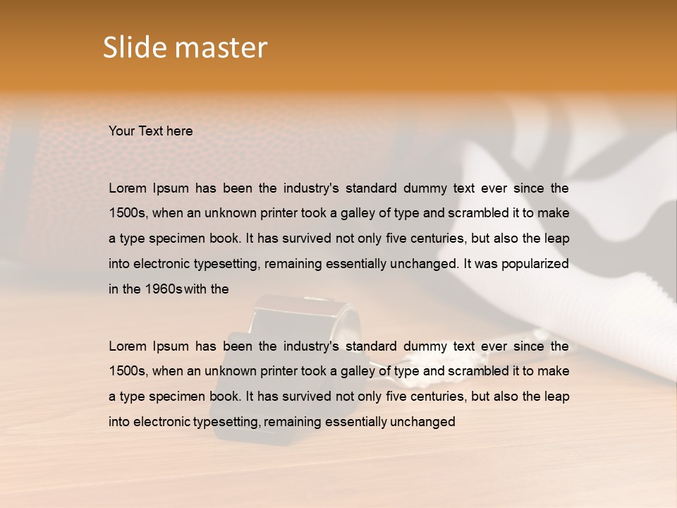 Basketball Referee Items Including A Whistle, A Jersey And A Basketball On A Gym Floor PowerPoint Template