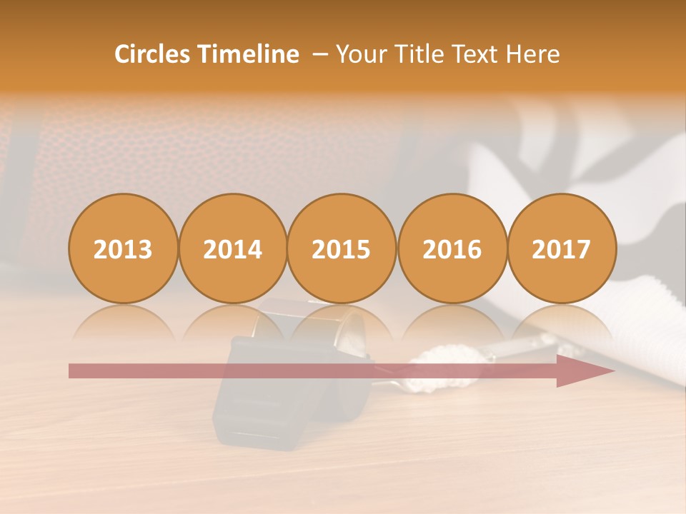 Basketball Referee Items Including A Whistle, A Jersey And A Basketball On A Gym Floor PowerPoint Template