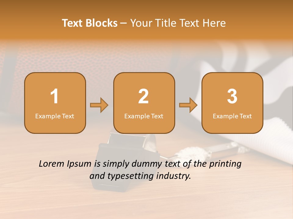 Basketball Referee Items Including A Whistle, A Jersey And A Basketball On A Gym Floor PowerPoint Template