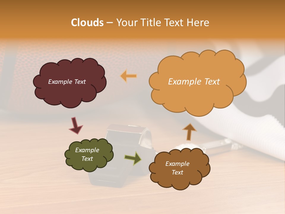Basketball Referee Items Including A Whistle, A Jersey And A Basketball On A Gym Floor PowerPoint Template
