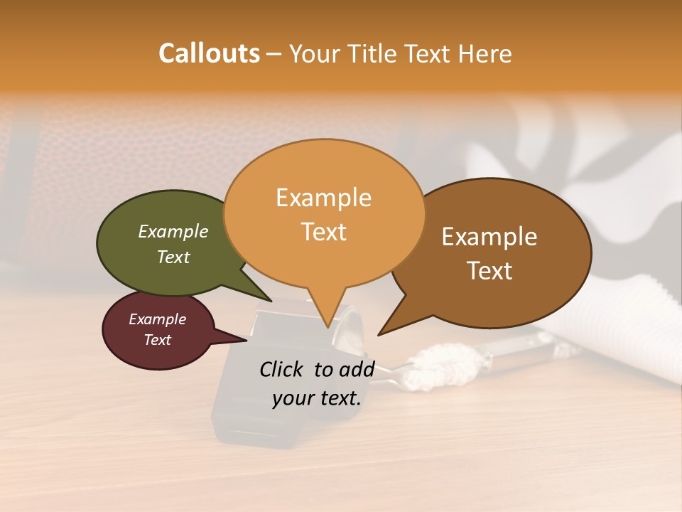 Basketball Referee Items Including A Whistle, A Jersey And A Basketball On A Gym Floor PowerPoint Template