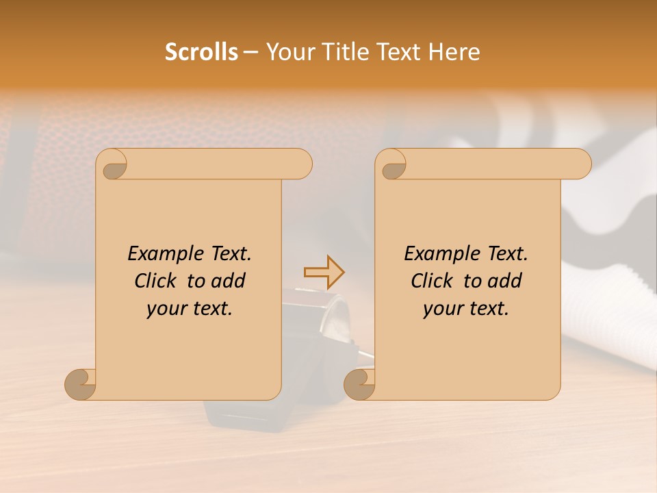 Basketball Referee Items Including A Whistle, A Jersey And A Basketball On A Gym Floor PowerPoint Template