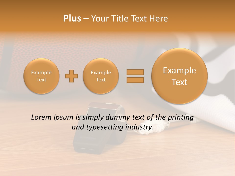 Basketball Referee Items Including A Whistle, A Jersey And A Basketball On A Gym Floor PowerPoint Template